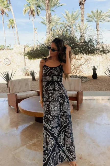 Levi Maxi Dress Bandana Black