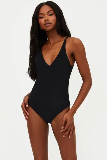 Shop Reese One Piece Black featuring a sleek black design, flattering fit, and comfortable one-piece style perfect for beach and pool wear.