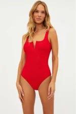 Shop Tropez One Piece Red featuring a vibrant red design, flattering fit, and stylish red one piece swimsuit perfect for beach and pool wear.