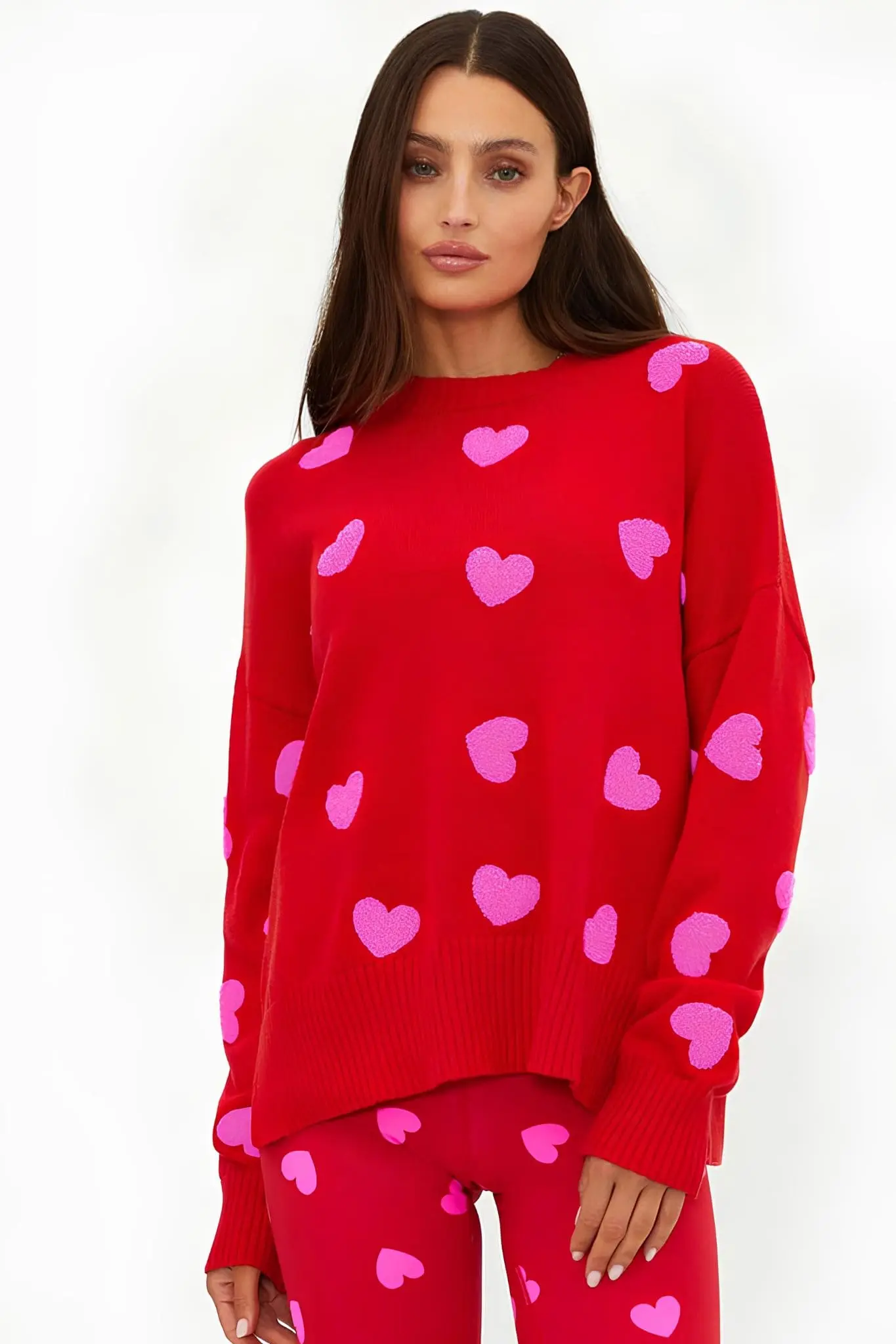 Callie Sweater Royal Red Hearts