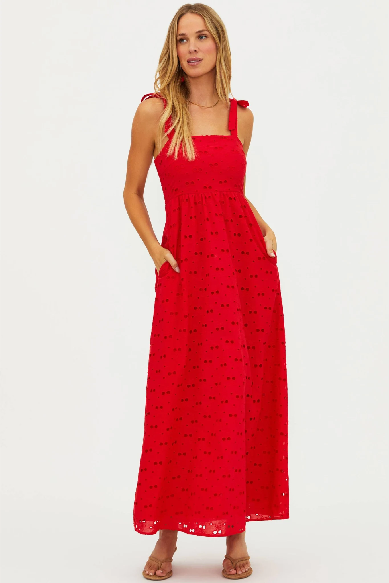 Shop Charlotte Dress Cherry Eyelet featuring delicate eyelet detailing, a flattering silhouette, and a lightweight design perfect for stylish everyday wear.